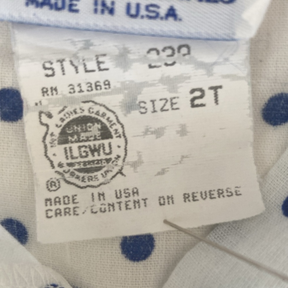 Vintage 80s navy and white nautical dot dress size 2T - Picture 4 of 9